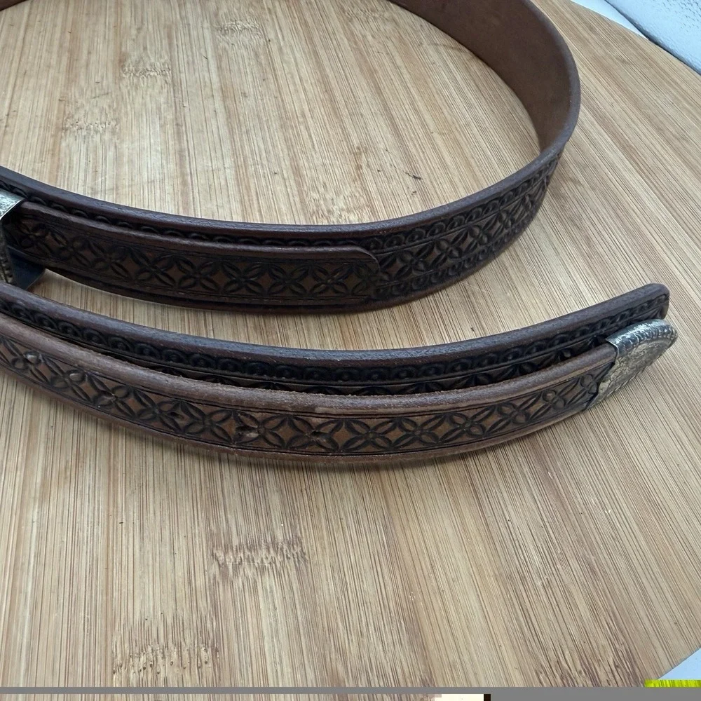 1930's Justin-Barton Tooled Western Leather Belt Size 40 Fort Worth Tx‎ Cowboy